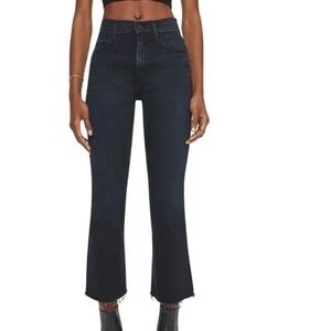 MOTHER The Hustler Frayed High Waist Ankle Flare Jeans in Night In Paris